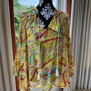 Yellow and Orange Long Sleeve Blouse